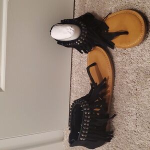 Moccasin black sandal